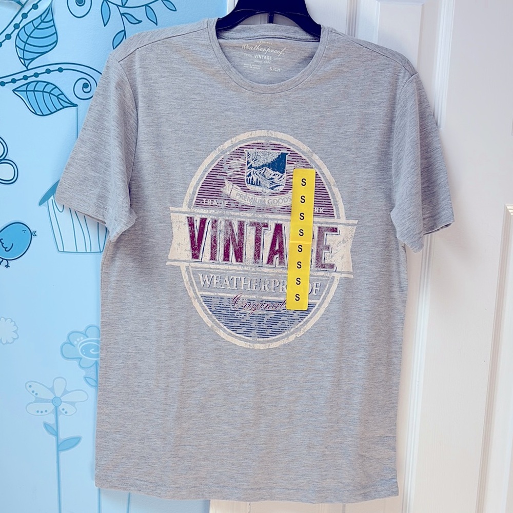 NWT Original Weatherproof Vintage Gray Graphic Casual T-Shirt Men's Size Small !
